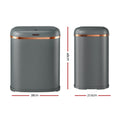 Devanti Motion Sensor Bin 38L - Hands-Free, Noise-Free, Fingerprint-Resistant Grey - SuperSaverAU - view 2