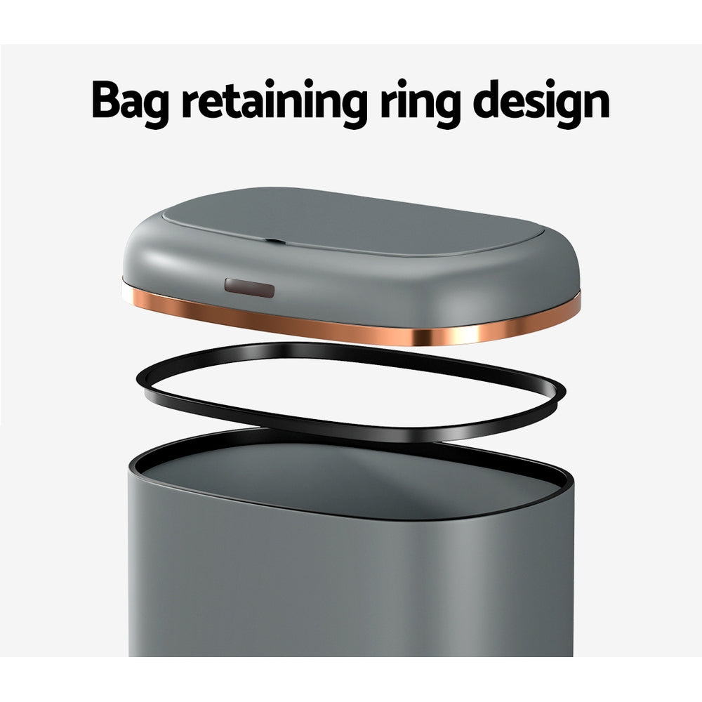 Devanti Motion Sensor Bin 38L - Hands-Free, Noise-Free, Fingerprint-Resistant Grey - SuperSaverAU - view 4