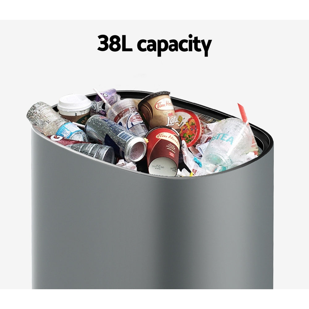 Devanti Motion Sensor Bin 38L - Hands-Free, Noise-Free, Fingerprint-Resistant Grey - SuperSaverAU - view 5