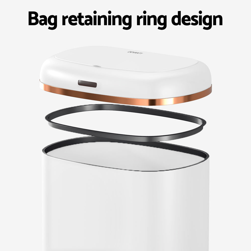 Devanti Motion Sensor Bin 38L with Soft Close Lid - White
