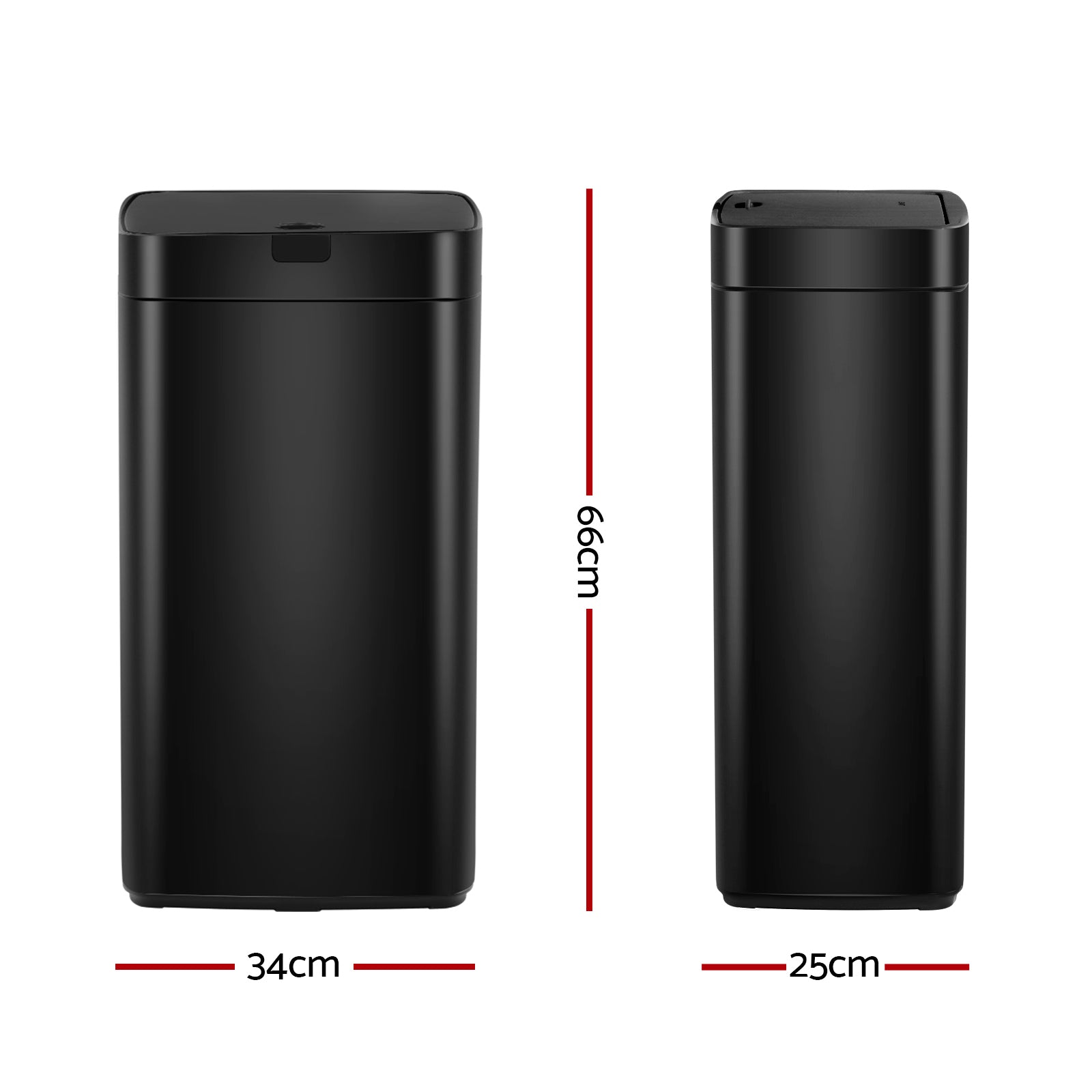Devanti 45L Motion Sensor Bin - Hands-Free, Black, Fingerprint-Resistant Steel - SuperSaverAU - view 2