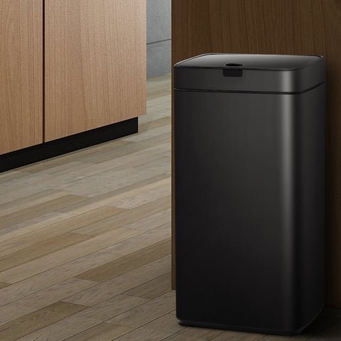 Devanti 45L Motion Sensor Bin - Hands-Free, Black, Fingerprint-Resistant Steel - SuperSaverAU - view 1
