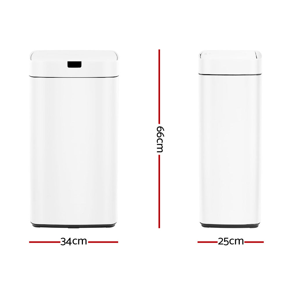 Devanti 45L Motion Sensor Bin - Hands-Free, Fingerprint-Resistant, White - SuperSaverAU - view 2