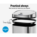 Devanti 50L Motion Sensor Bin - Stainless Steel, Hands-Free, Noise-Free, Odour-Free - SuperSaverAU - view 4
