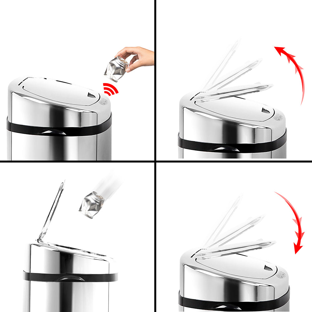 Devanti 50L Motion Sensor Bin - Stainless Steel, Hands-Free, Noise-Free, Odour-Free - SuperSaverAU - view 6