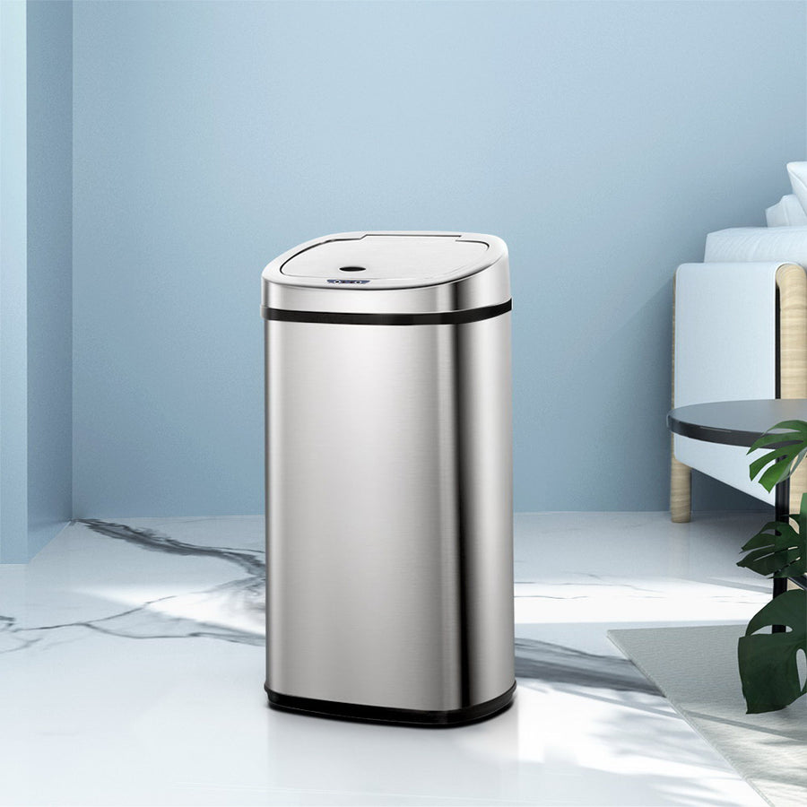 Devanti 50L Motion Sensor Bin - Stainless Steel, Hands-Free, Noise-Free, Odour-Free - SuperSaverAU - view 1