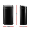 Devanti 58L Motion Sensor Rubbish Bin - Black, Hands-Free, Fingerprint-Resistant - SuperSaverAU - view 1