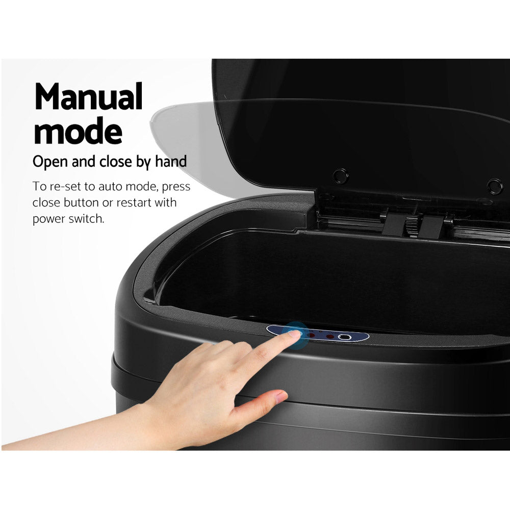 Devanti 58L Motion Sensor Rubbish Bin - Black, Hands-Free, Fingerprint-Resistant - SuperSaverAU - view 3