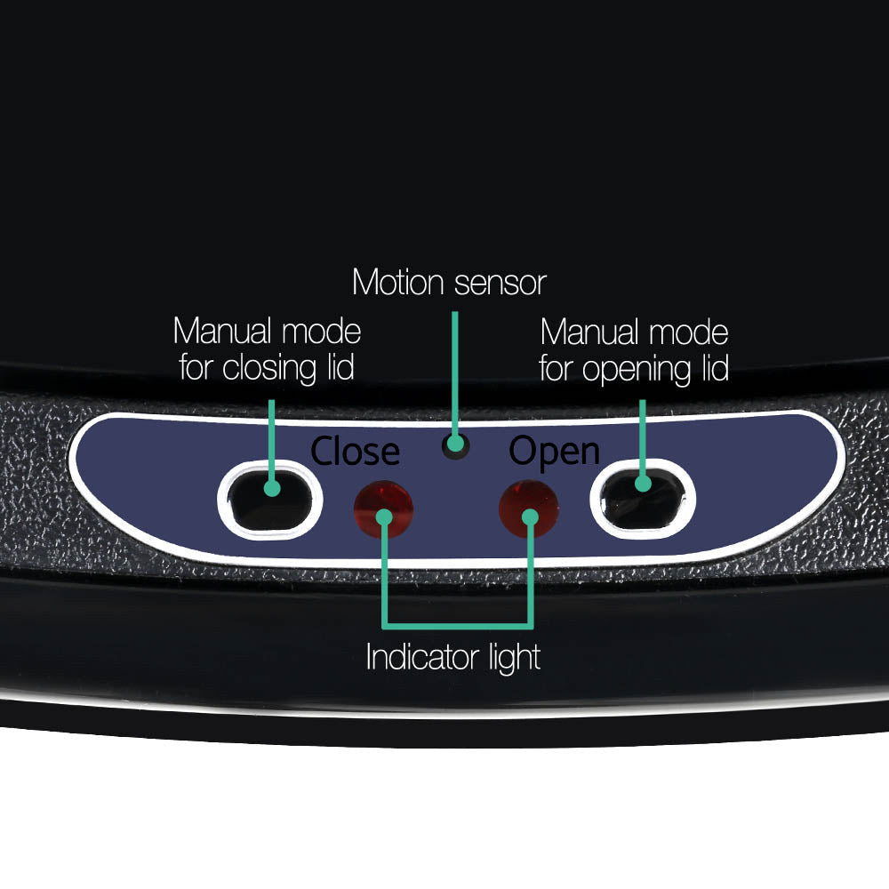 Devanti 58L Motion Sensor Rubbish Bin - Black, Hands-Free, Fingerprint-Resistant - SuperSaverAU - view 6
