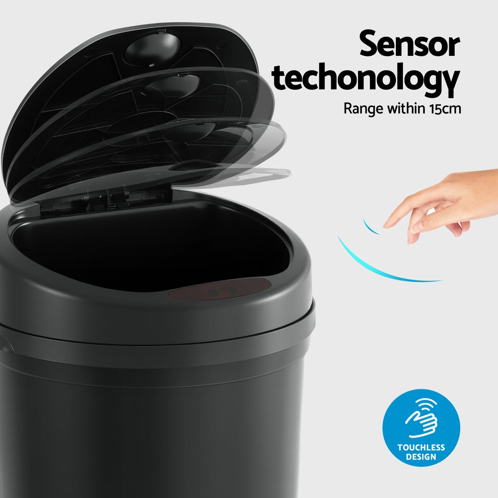 Devanti 9L Motion Sensor Rubbish Bin – Black