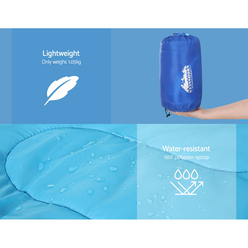 Weisshorn Children's Thermal Sleeping Bag 172cm - Water-Resistant, Lightweight, Blue - SuperSaverAU - view 6