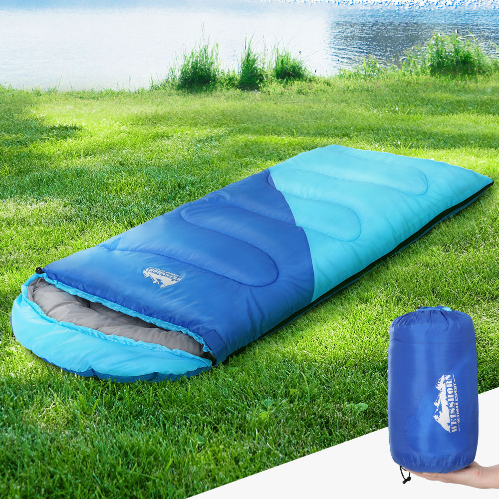 Weisshorn Children's Thermal Sleeping Bag 172cm - Water-Resistant, Lightweight, Blue - SuperSaverAU - view 8