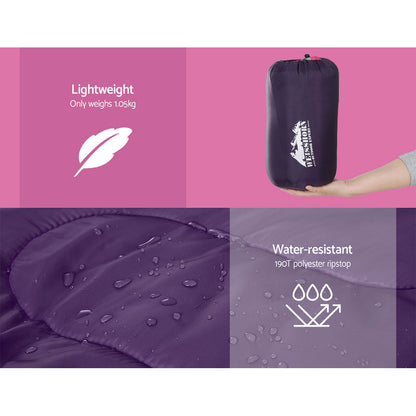 Weisshorn 172cm Children's Thermal Sleeping Bag - Pink, Water-Resistant, Lightweight