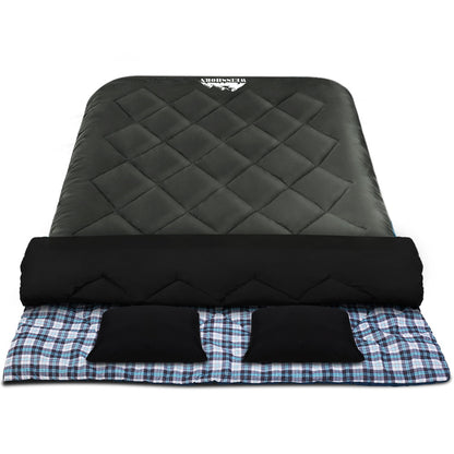 Weisshorn Double Sleeping Bag -10°C, 220cm x 150cm, Waterproof, 2 Pillows Included