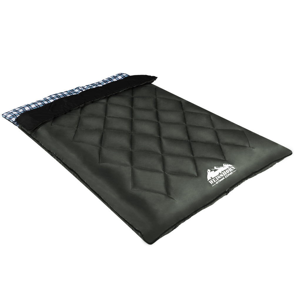 Weisshorn Double Sleeping Bag -10°C, 220cm x 150cm, Waterproof, 2 Pillows Included