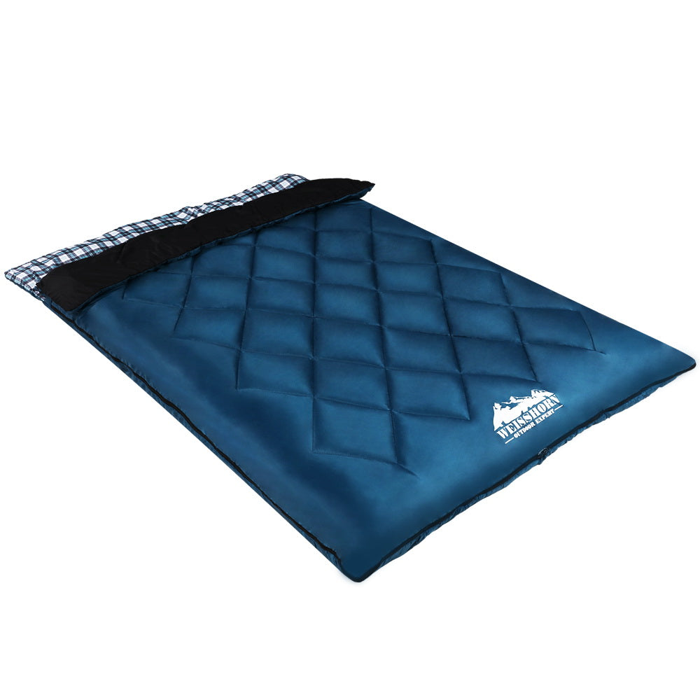 Weisshorn Double Sleeping Bag -10°C, 220cm x 150cm, Waterproof, 2 Pillows Included