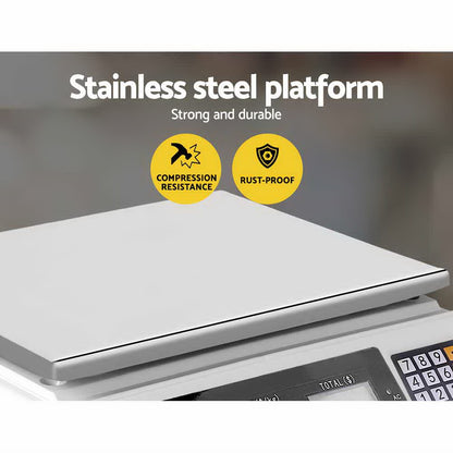 Emajin 40kg Digital Scale with Large LCD, Waterproof Keyboard, Rechargeable Battery