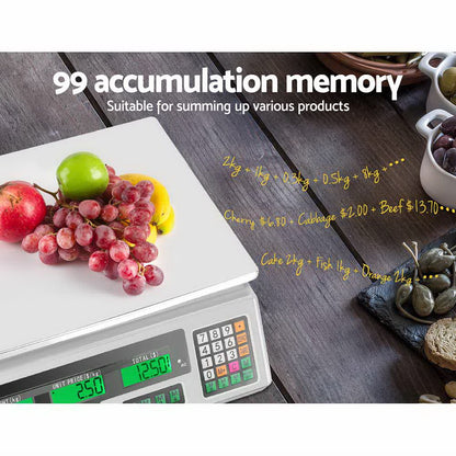 Emajin 40kg Digital Scale with Large LCD, Waterproof Keyboard, Rechargeable Battery