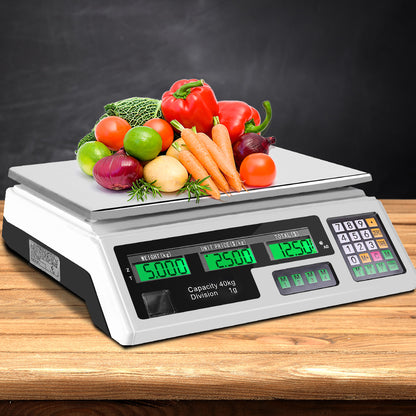 Emajin 40kg Digital Scale with Large LCD, Waterproof Keyboard, Rechargeable Battery