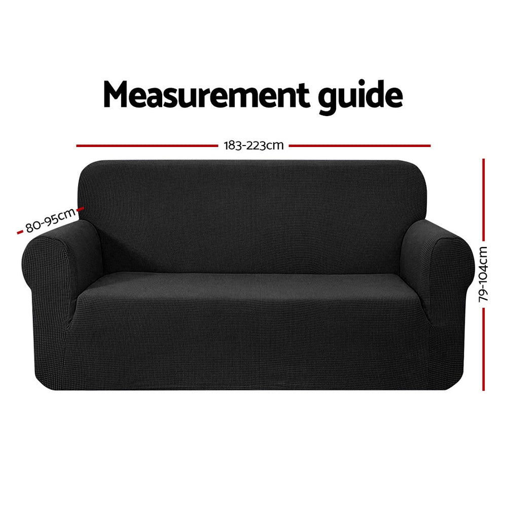 Artiss Sofa Cover Couch Covers 3 Seater High Stretch Black - SuperSaverAU - view 2