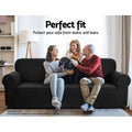 Artiss Sofa Cover Couch Covers 3 Seater High Stretch Black - SuperSaverAU - view 3