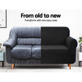 Artiss Sofa Cover Couch Covers 3 Seater High Stretch Black - SuperSaverAU - view 5