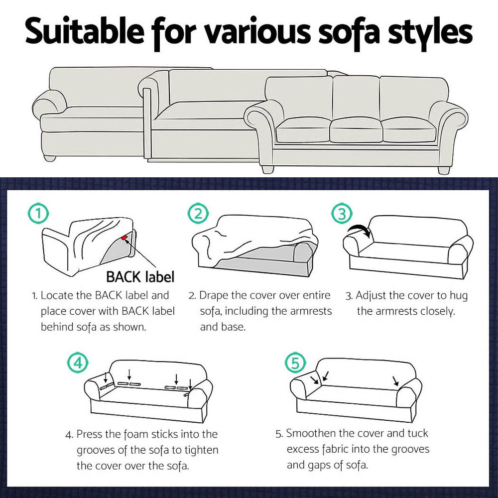 Artiss Sofa Cover Couch Covers 3 Seater High Stretch Black - SuperSaverAU - view 6