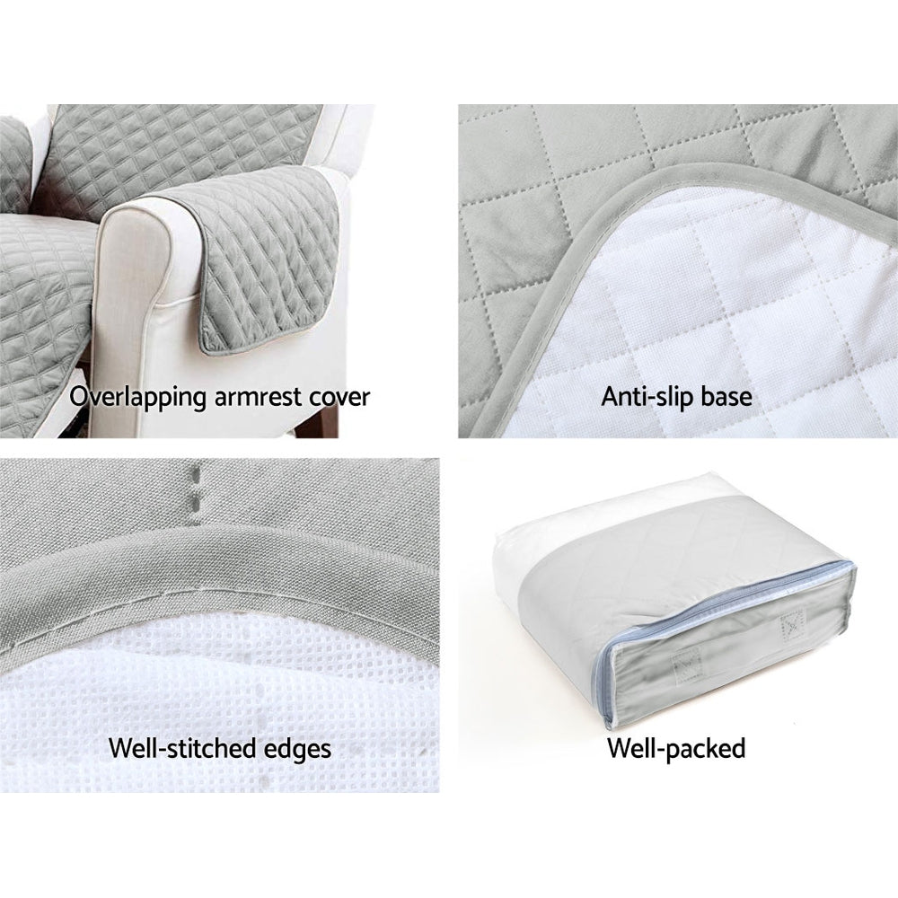 Artiss Sofa Cover Couch Covers 3 Seater Quilted Grey - SuperSaverAU - view 6