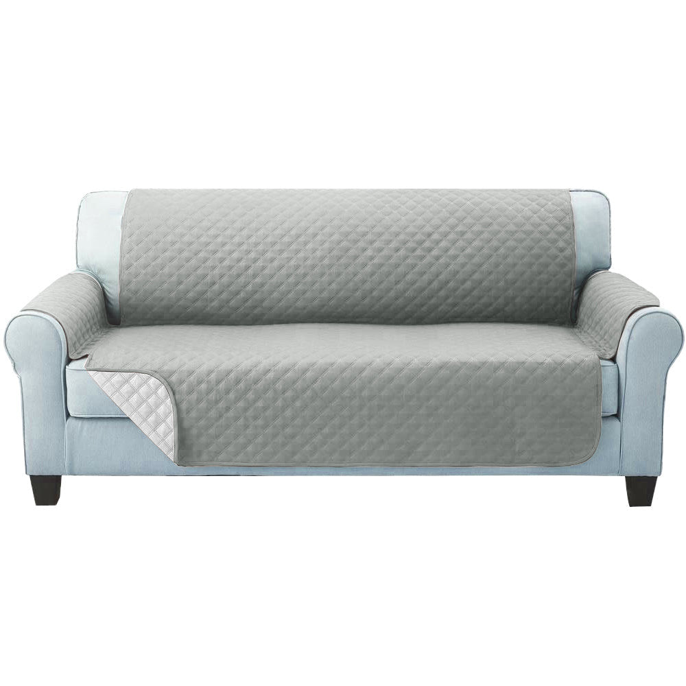 Artiss Sofa Cover Couch Covers 3 Seater Quilted Grey - SuperSaverAU - view 3