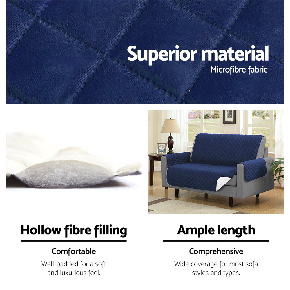 Artiss Sofa Cover Couch Covers 3 Seater Quilted Navy - SuperSaverAU - view 4