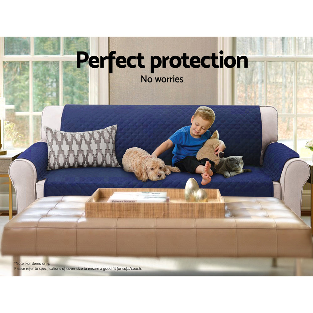 Artiss Sofa Cover Couch Covers 3 Seater Quilted Navy - SuperSaverAU - view 5