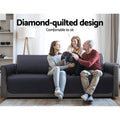 Artiss 4-Seater Sofa Cover 100% Water Resistant Dark Grey, Diamond-Quilted Design - SuperSaverAU - view 3