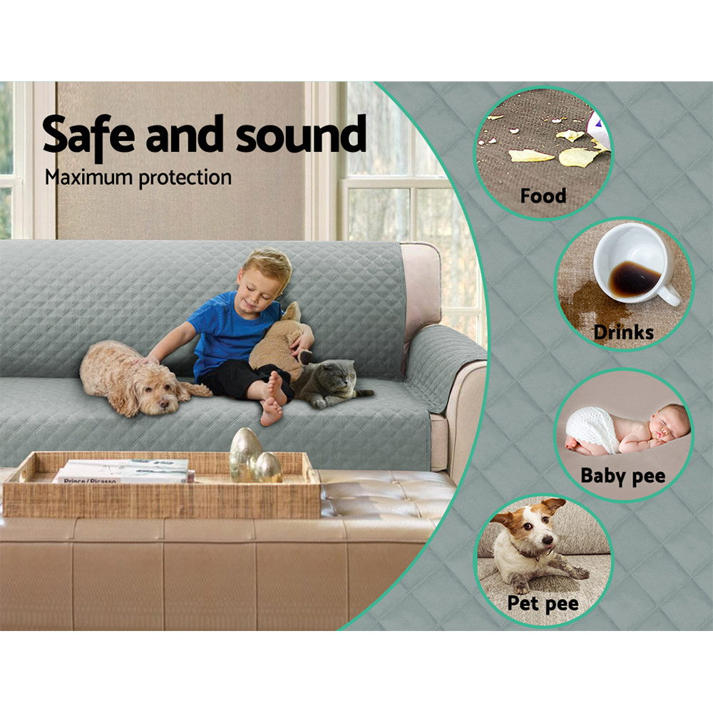 Artiss 4-Seater Water Resistant Sofa Cover - Grey with Diamond Design