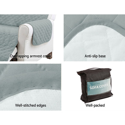 Artiss 4-Seater Water Resistant Sofa Cover - Grey with Diamond Design