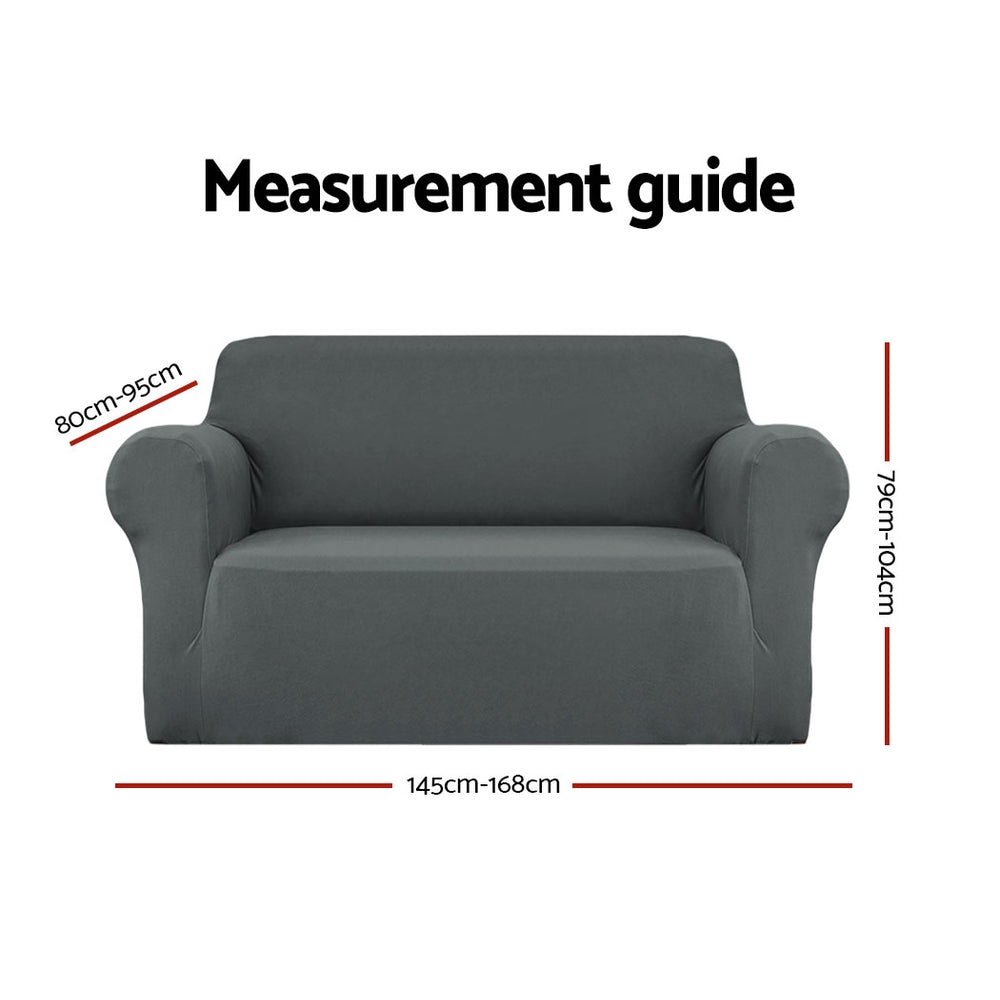 Artiss Sofa Cover Couch Covers 2 Seater Stretch Grey - SuperSaverAU - view 2