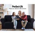 Artiss Sofa Cover Couch Covers 3 Seater Stretch Black - SuperSaverAU - view 3