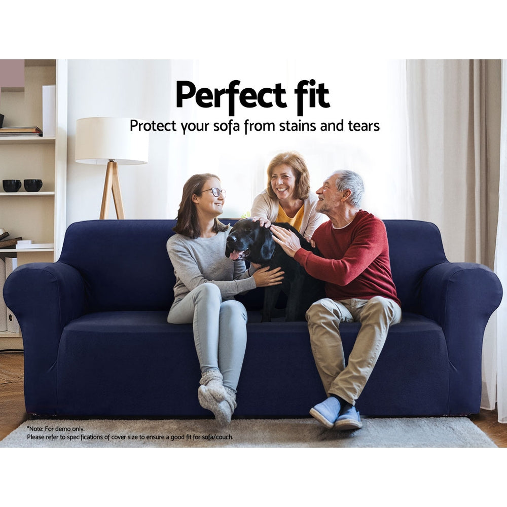 Artiss Sofa Cover Couch Covers 3 Seater Stretch Navy - SuperSaverAU - view 3