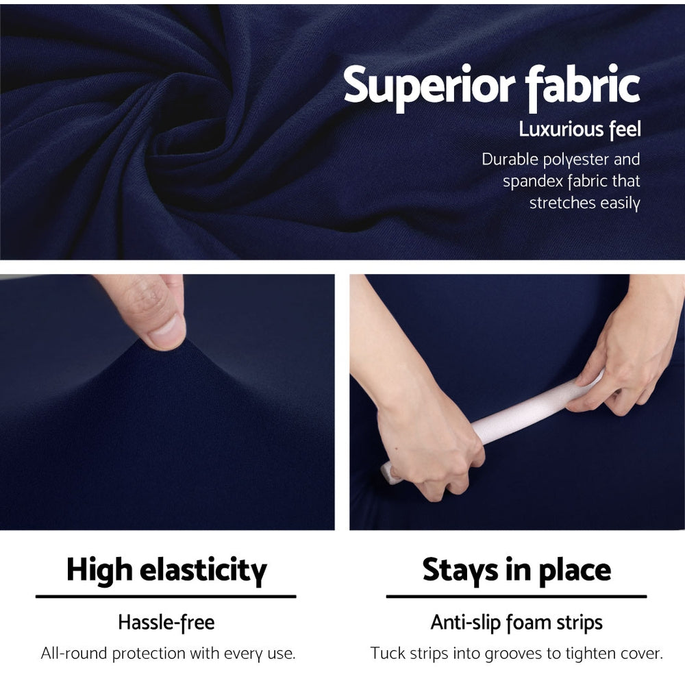 Artiss Sofa Cover Couch Covers 3 Seater Stretch Navy - SuperSaverAU - view 4