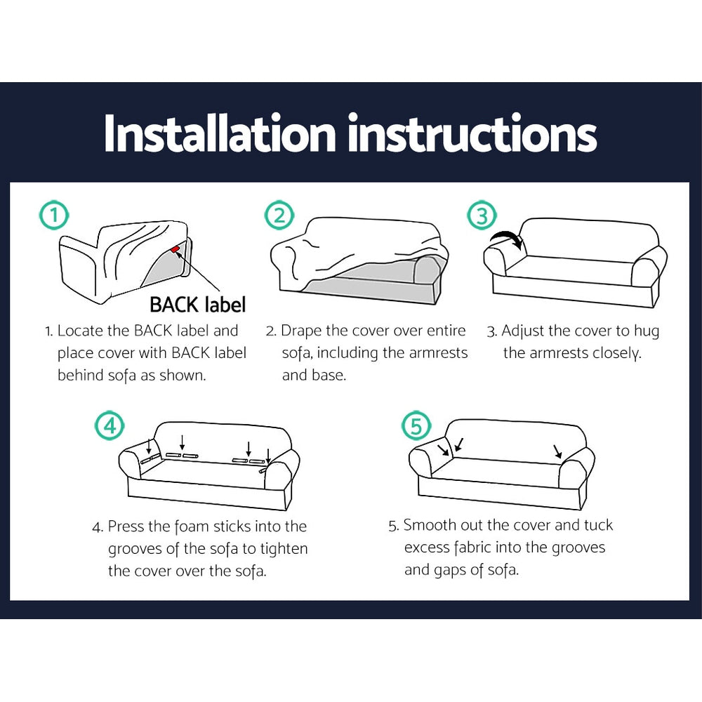 Artiss Sofa Cover Couch Covers 3 Seater Stretch Navy - SuperSaverAU - view 6