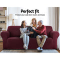 Artiss 3 Seater Stretch Sofa Cover Burgundy - SuperSaverAU - view 3