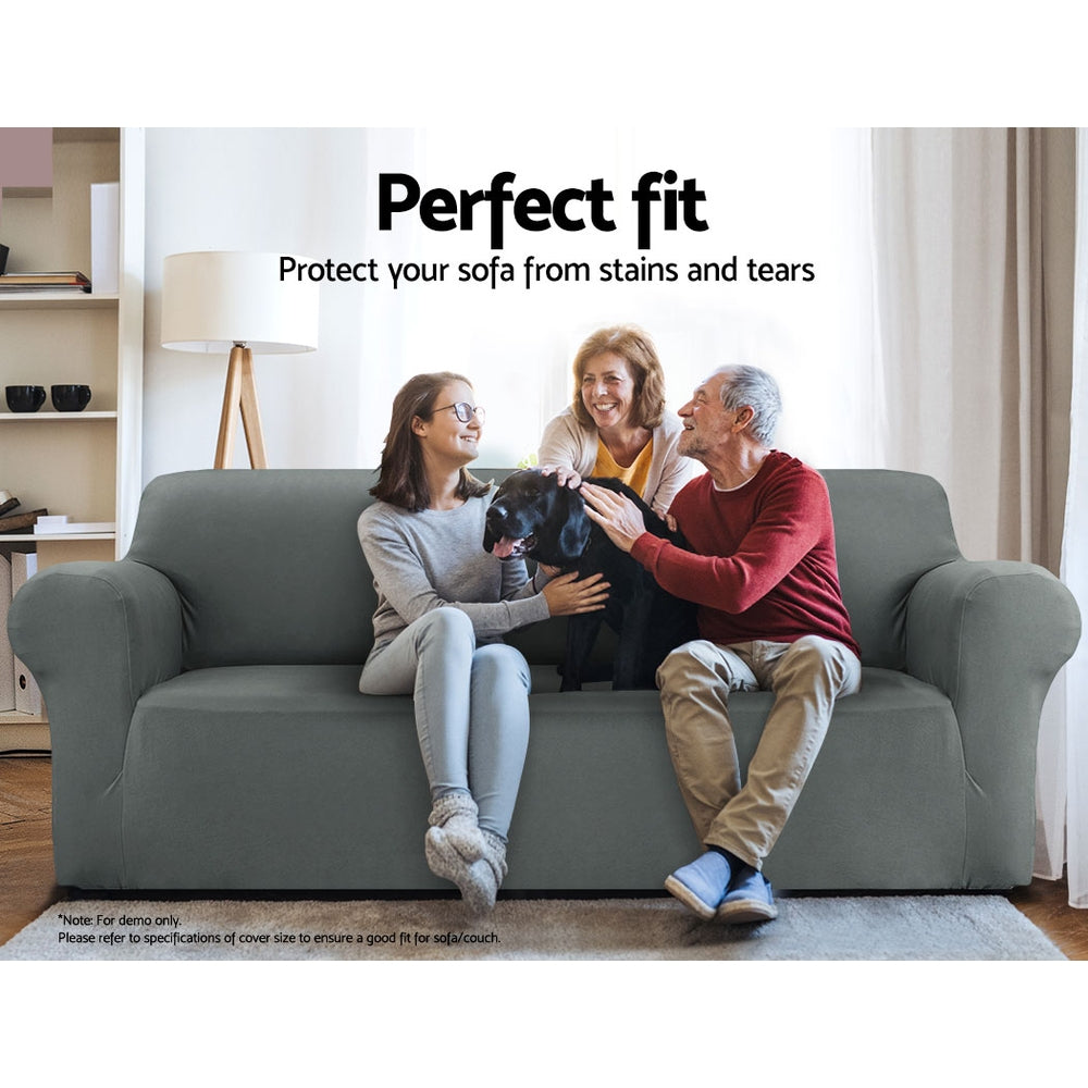 Artiss 4 Seater Stretch Sofa Cover Grey - SuperSaverAU - view 3