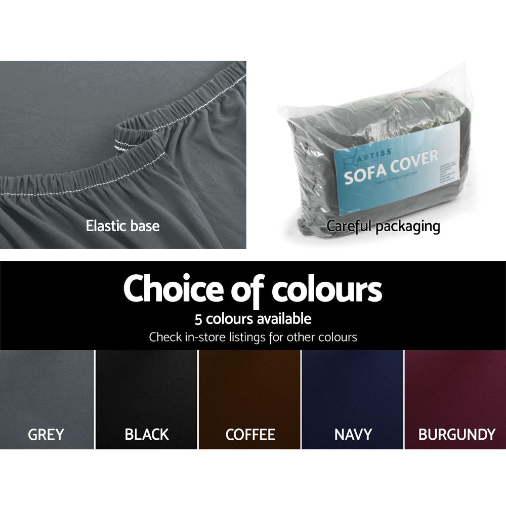 Artiss 4 Seater Stretch Sofa Cover Grey - SuperSaverAU - view 5
