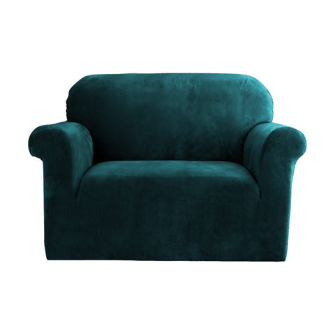 Artiss Velvet Sofa Cover 1 Seater Agate Green, Stretchable, Machine Washable - SuperSaverAU - view 1
