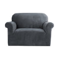 Artiss Sofa Cover - 1 Seater Velvet Grey - SuperSaverAU - view 1