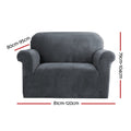 Artiss Sofa Cover - 1 Seater Velvet Grey - SuperSaverAU - view 2