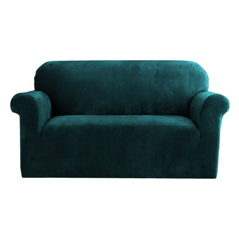 Artiss Velvet Sofa Cover 2-Seater Agate Green - Stretchable, Machine Washable - SuperSaverAU - view 1