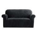 Artiss Velvet Sofa Cover 2 Seater Black - Stretchable, Machine Washable, Anti-Slip - SuperSaverAU - view 1