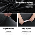 Artiss Velvet Sofa Cover 2 Seater Black - Stretchable, Machine Washable, Anti-Slip - SuperSaverAU - view 3