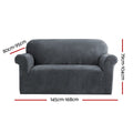 Artiss Velvet Sofa Cover 2 Seater Grey - Stretchable, Machine Washable, Anti-Slip - SuperSaverAU - view 2