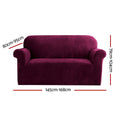 Artiss Velvet Sofa Cover 2 Seater Ruby Red, Stretchable, Machine Washable - SuperSaverAU - view 2
